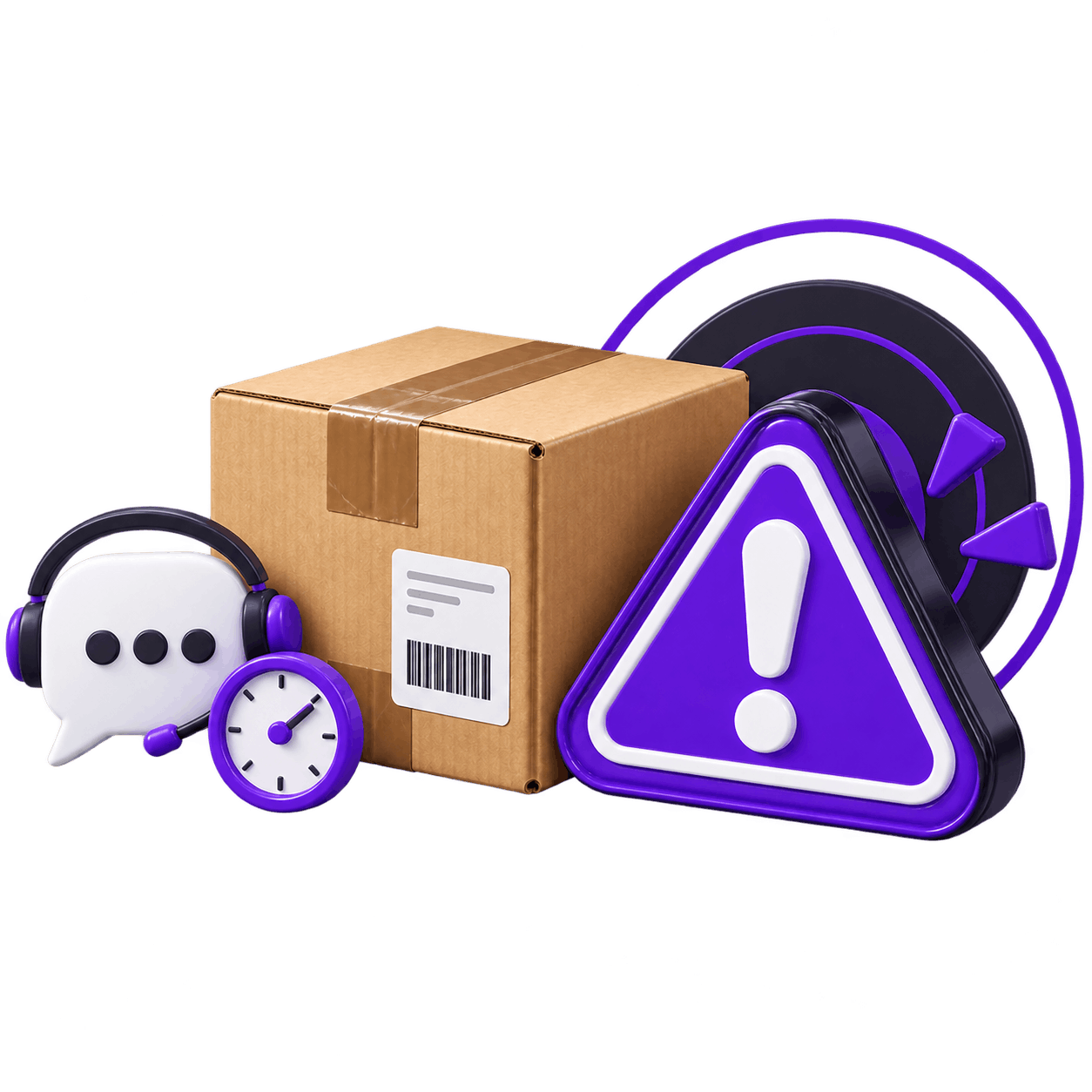 Outsourced Ecommerce Customer Support - a delivery box beside a red warning triangle sounding an alert